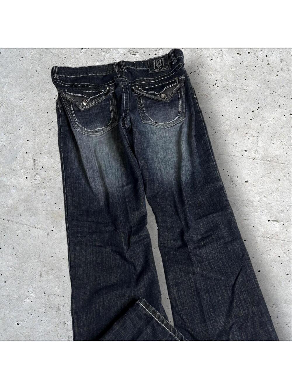 REQUEST Emo Grunge Y2K Alt Style Jeans Flare Denim Jeans Flap Pockets Size 38x30